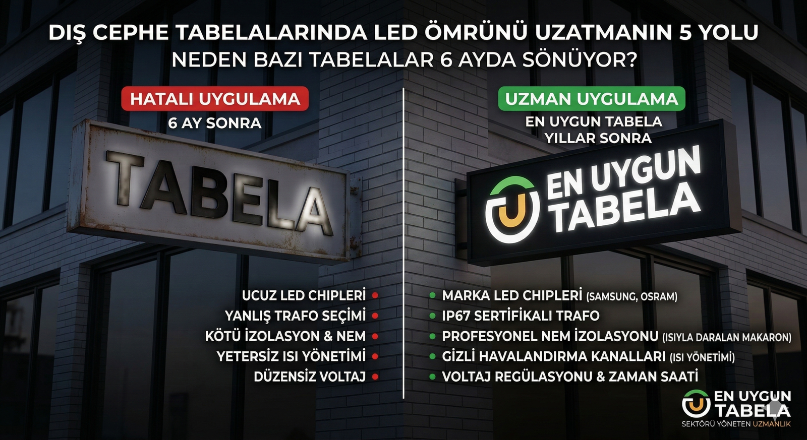 Dış Cephe Tabelalarında LED Ömrünü Uzatmanın 5 Yolu
