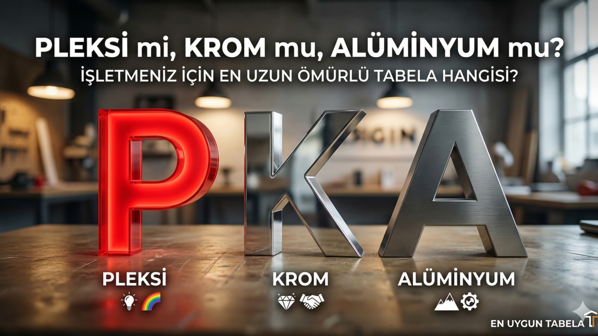 En uzun ömürlü tabela, krom vs pleksi tabela, tabela malzeme seçimi