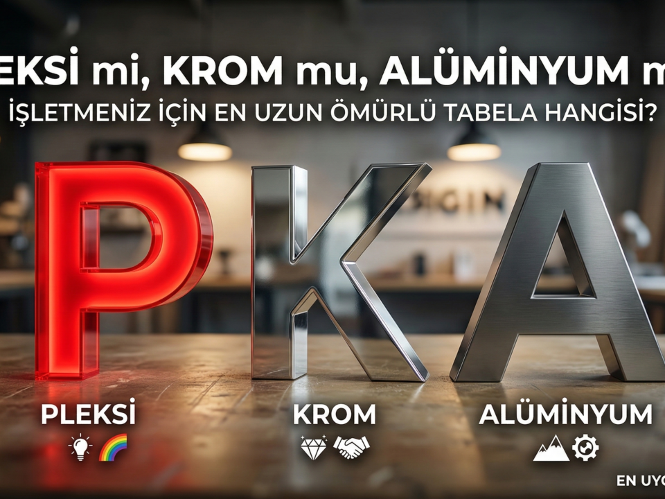 En uzun ömürlü tabela, krom vs pleksi tabela, tabela malzeme seçimi