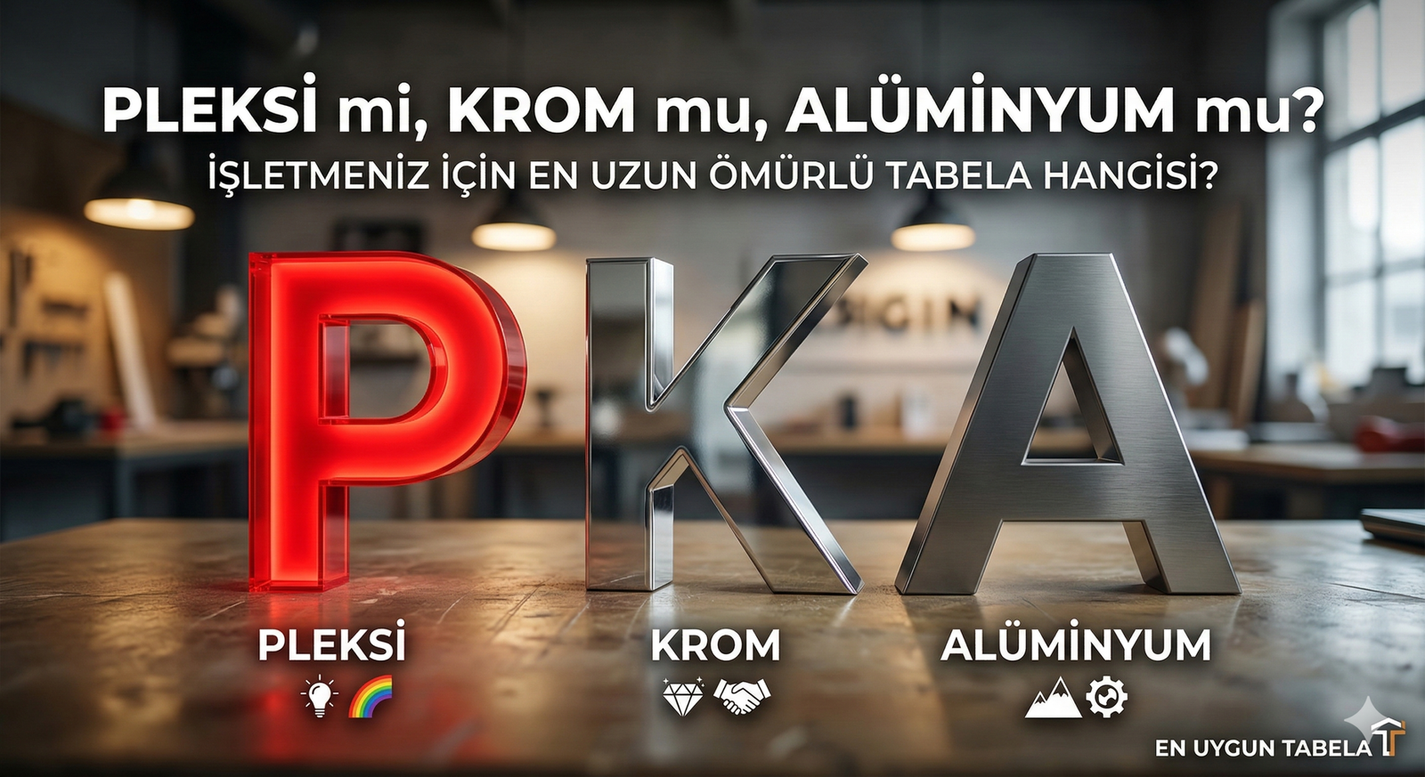 En uzun ömürlü tabela, krom vs pleksi tabela, tabela malzeme seçimi